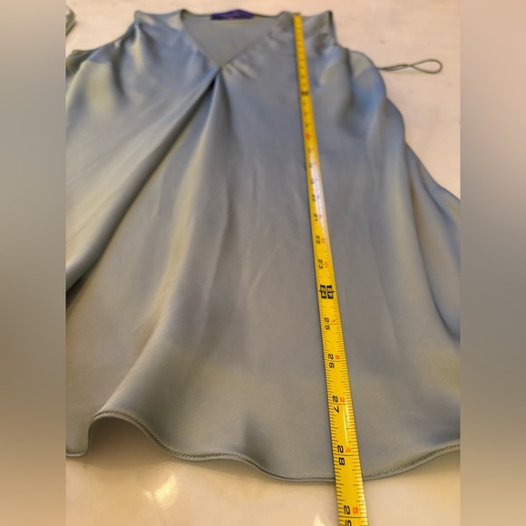 Ralph Lauren Collection Purple Label Satin Blouse Green Sleeveless Dress Top 10 - Picture 6 of 8